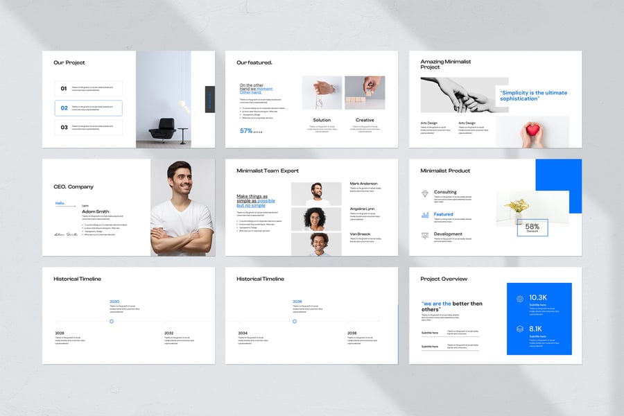 蓝色极简主义PPT模板