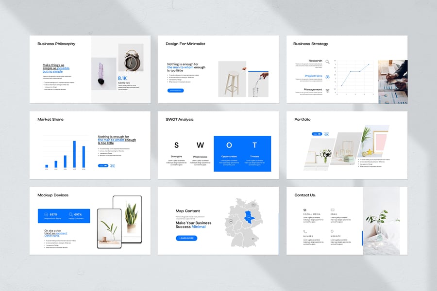 蓝色极简主义PPT模板