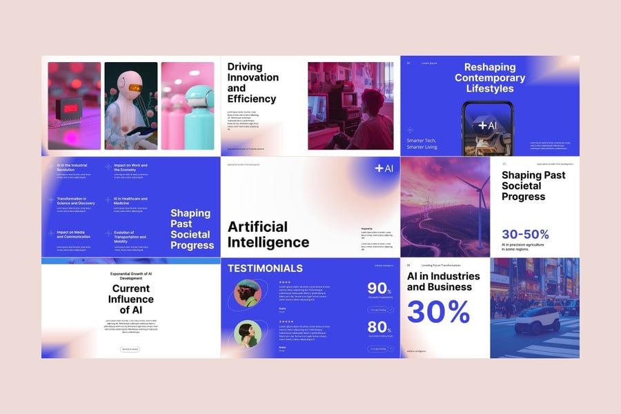 最新热门技术AI与人工智能主题PPT素材包-4