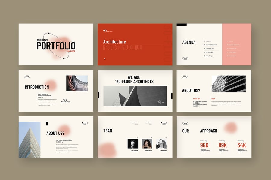 极简主义建筑作品集PPT模板 (PPTX)-2