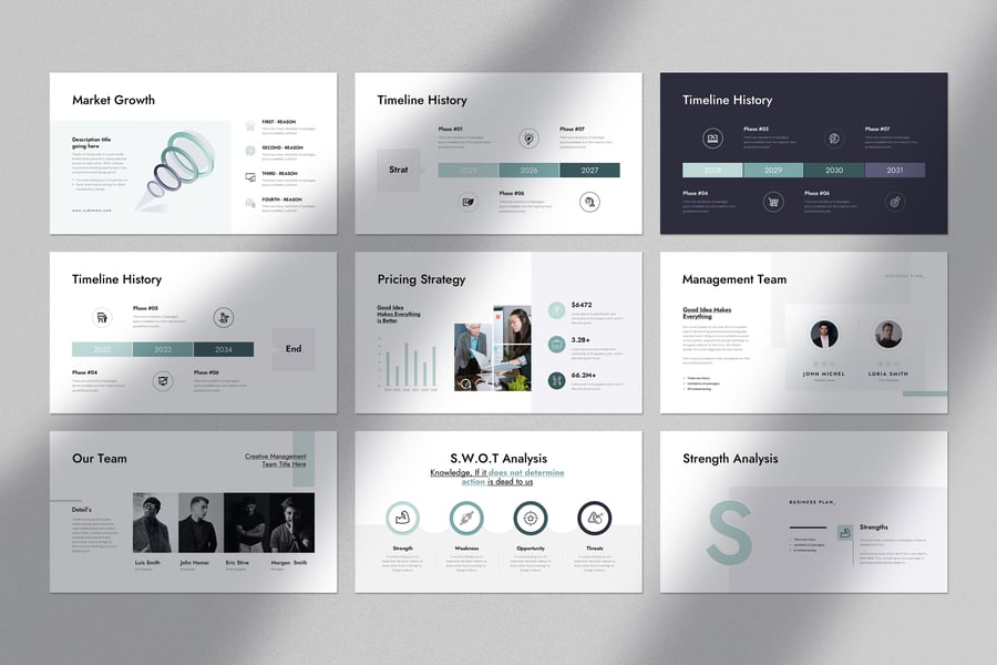 简洁的业务计划功能演示模板PPT素材包-3