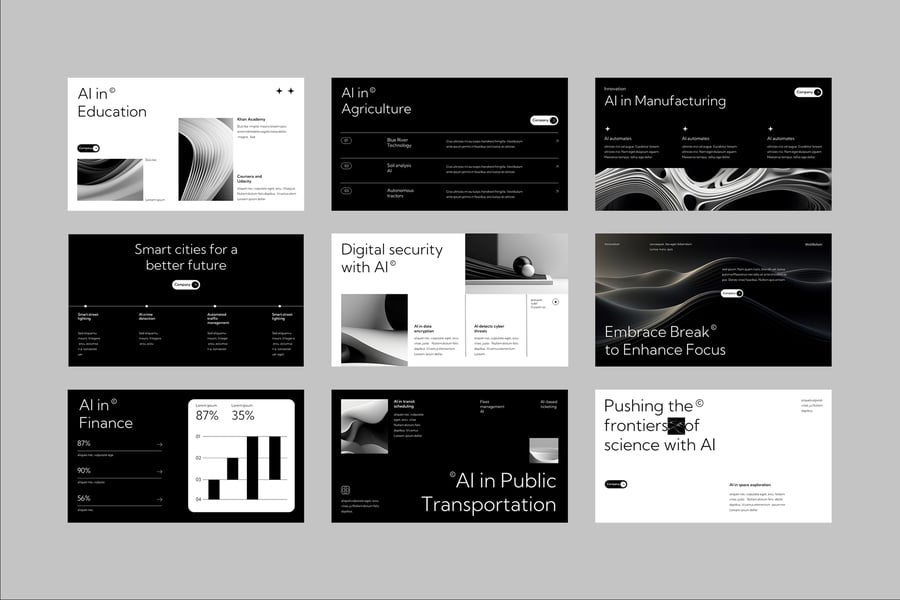 高级黑白现代人工智能PPT模板-4