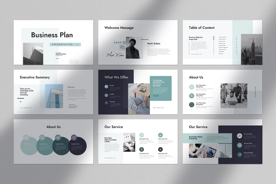 简洁的业务计划功能演示模板PPT素材包-2