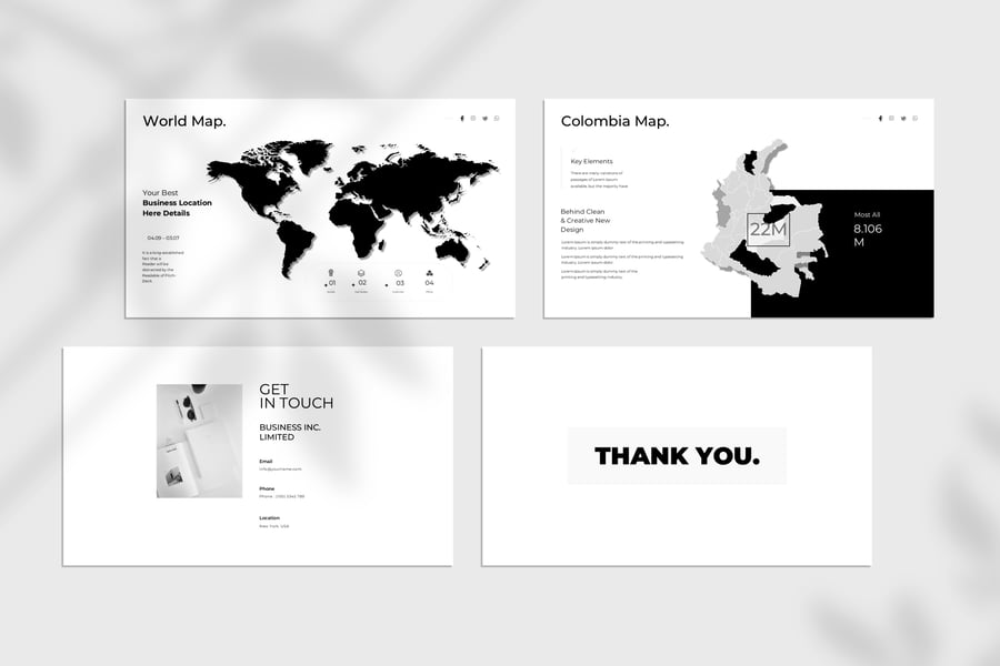 28个黑白极简主义呈现模板PPT模板素材包-3
