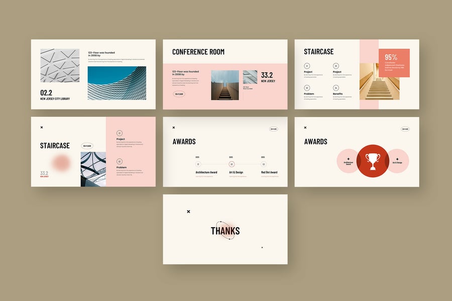 极简主义建筑作品集PPT模板 (PPTX)-4