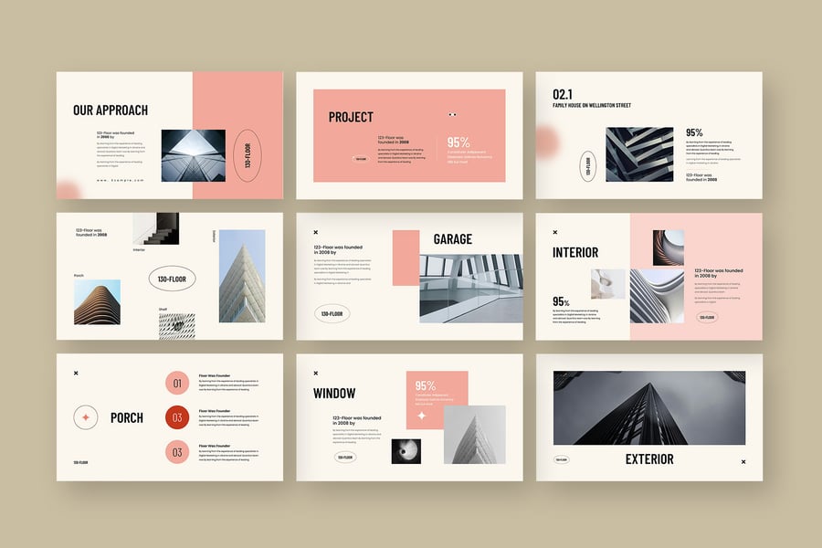 极简主义建筑作品集PPT模板 (PPTX)-3