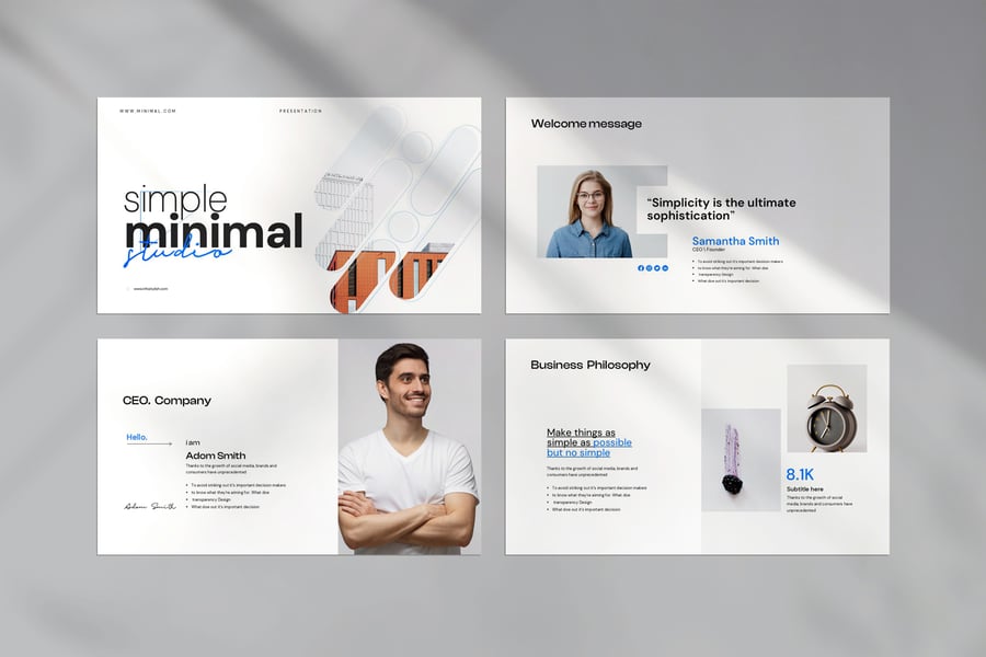 蓝色极简主义PPT模板